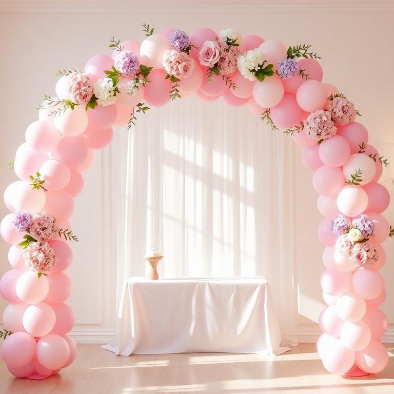 Pastel balloon arch with flowers